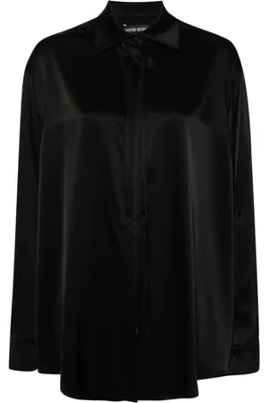 DAVID KOMA Dames, Blouses & Shirts, Zwart, Maat: 2XS Satijn