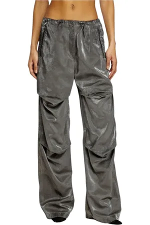 Diesel Dames, Broeken, Grijs, Maat: L