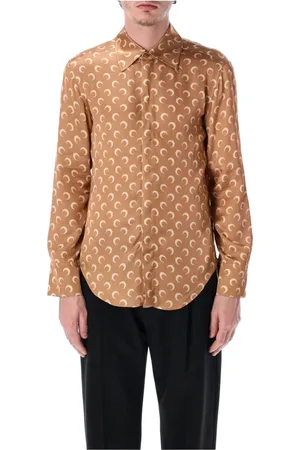 Marine Serre Dames, Blouses & Shirts, Bruin, Maat: M Satijn