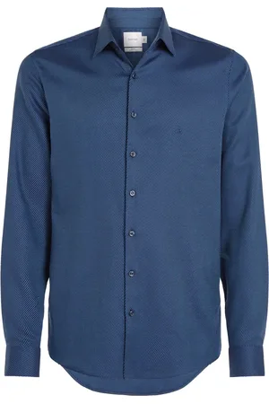 Calvin Klein Heren, Overhemden, Blauw, Maat: L Katoen