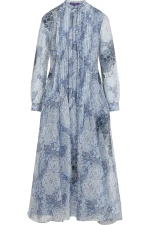 Ralph Lauren Dames, Jurken, Blauw, Maat: S Linnen