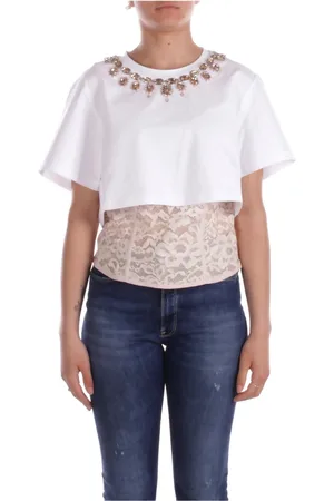 Blugirl Dames, Tops, Wit, Maat: S Katoen