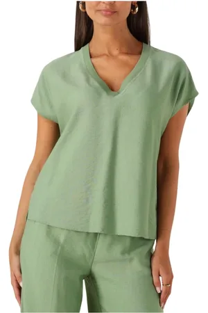 ACCESS FASHION Dames, Blouses & Shirts, Groen, Maat: M Linnen