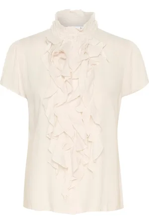 Saint Tropez Dames, Blouses & Shirts, Wit, Maat: XL Linnen