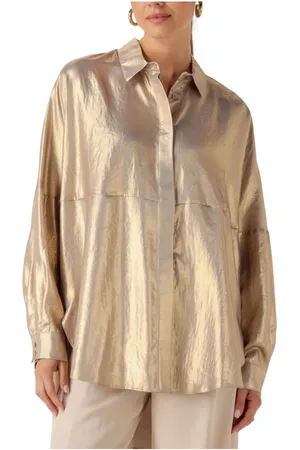 ACCESS FASHION Dames, Blouses & Shirts, Geel, Maat: M/L Linnen