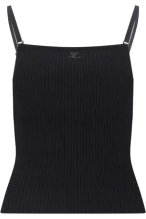Courrèges Dames, Tops, Zwart, Maat: M Leer