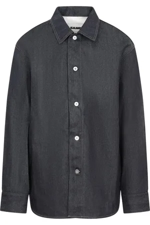 Jil Sander Heren, Overhemden, Zwart, Maat: M Katoen