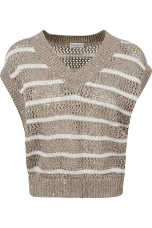 Brunello Cucinelli Dames, Truien, Bruin, Maat: XS Linnen