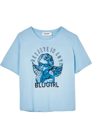 Blugirl Dames, Tops, Blauw, Maat: 2XS Katoen