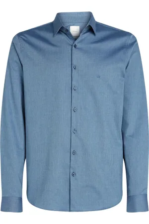 Calvin Klein Heren, Overhemden, Blauw, Maat: S Katoen