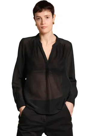 Masons Dames, Blouses & Shirts, Zwart, Maat: L Katoen