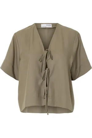 SELECTED Dames, Blouses & Shirts, Groen, Maat: M Linnen