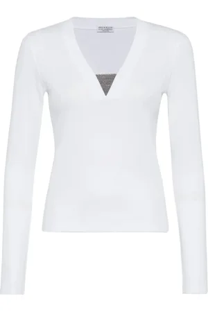 Brunello Cucinelli Dames, Truien, Wit, Maat: 2XL