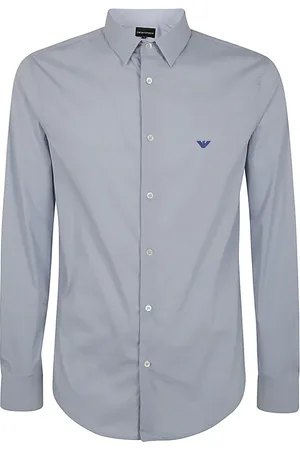 Emporio Armani Heren, Overhemden, Blauw, Maat: XL Katoen
