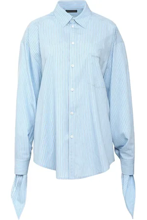 Balenciaga Dames, Blouses & Shirts, Blauw, Maat: S Katoen