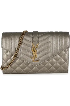 Saint Laurent Dames, Pre-owned, Grijs, Maat: ONE Size Leer