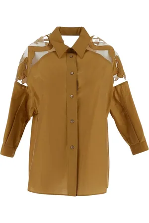 GENTRYPORTOFINO Dames, Blouses & Shirts, Bruin, Maat: 2XS Katoen