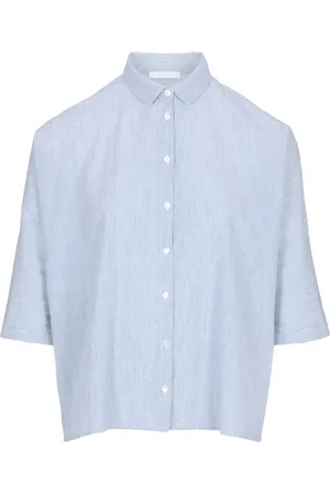 BY-BAR Dames, Blouses & Shirts, Blauw, Maat: L Katoen