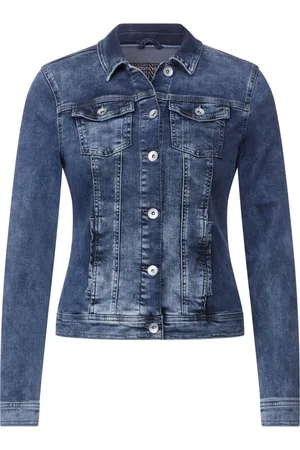 CECIL Dames, Jassen, Blauw, Maat: L Denim