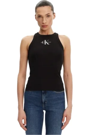 Calvin Klein Dames, Tops, Zwart, Maat: M Katoen