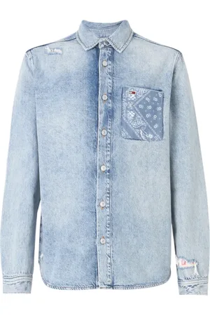 Tommy Hilfiger Heren, Overhemden, Blauw, Maat: S Denim