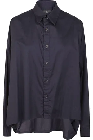 YOHJI YAMAMOTO Dames, Blouses & Shirts, Blauw, Maat: M Katoen
