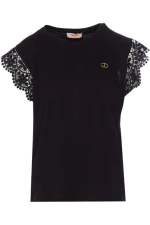 Twin-Set Dames, Tops, Zwart, Maat: L Katoen