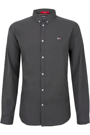 Tommy Hilfiger Heren, Overhemden, Grijs, Maat: M Katoen