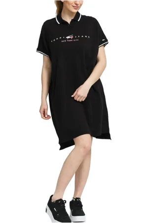 Tommy Hilfiger Dames, Jurken, Zwart, Maat: S Katoen
