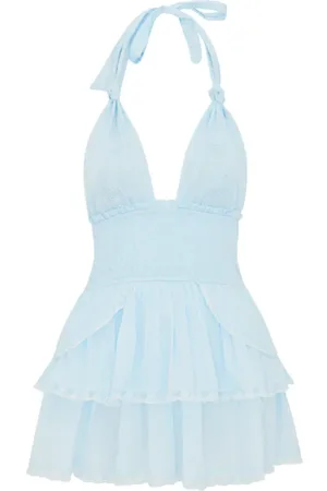 LOVESHACKFANCY Dames, Jurken, Blauw, Maat: S Katoen