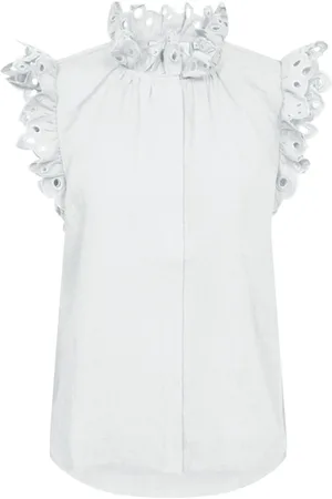 Copenhagen Muse Dames, Blouses & Shirts, Blauw, Maat: M Linnen