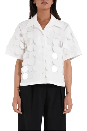 Msgm Dames, Blouses & Shirts, Wit, Maat: S Katoen