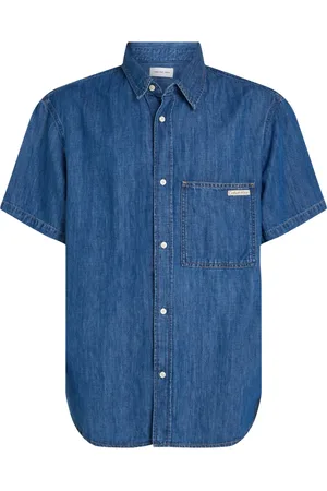 Calvin Klein Heren, Overhemden, Blauw, Maat: S Denim
