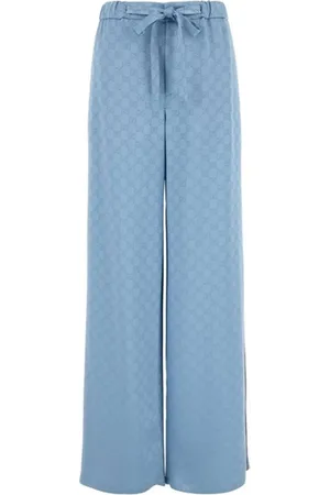 Gucci Dames, Broeken, Blauw, Maat: M Satijn
