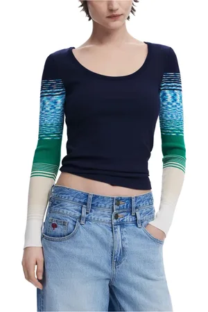 Desigual Dames, Tops, Blauw, Maat: S Katoen