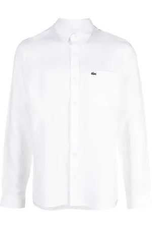 Lacoste Heren, Overhemden, Wit, Maat: L Linnen