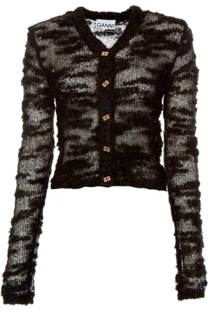 Ganni Dames, Truien, Zwart, Maat: L Mohair
