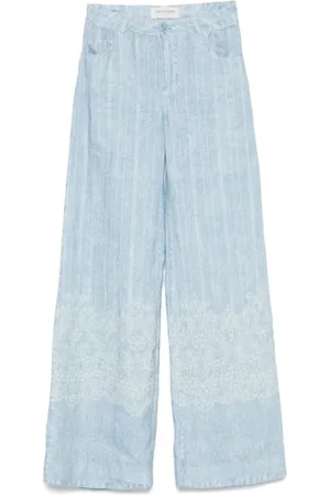 ERMANNO SCERVINO Dames, Broeken, Blauw, Maat: L