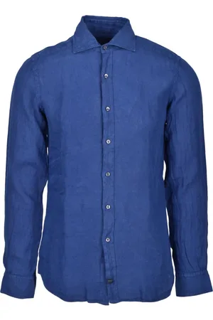 FAY Heren, Overhemden, Blauw, Maat: S Linnen