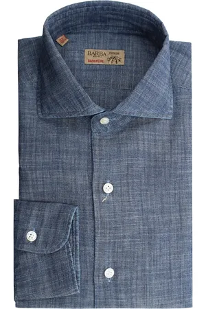 BARBA Heren, Overhemden, Blauw, Maat: XL Linnen