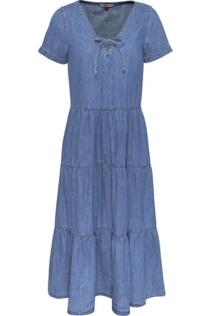 Tommy Hilfiger Dames, Jurken, Blauw, Maat: 2XS Katoen