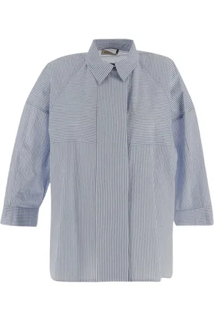 GENTRYPORTOFINO Dames, Blouses & Shirts, Blauw, Maat: M Katoen