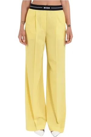 Msgm Dames, Broeken, Geel, Maat: XS Wol