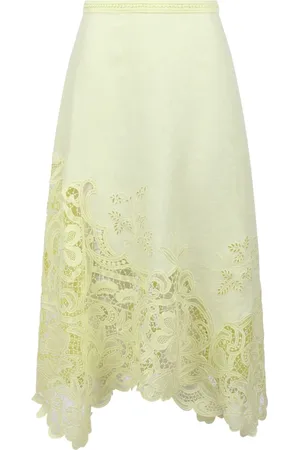 ULLA JOHNSON Dames, Rokken, Geel, Maat: 2XS Linnen