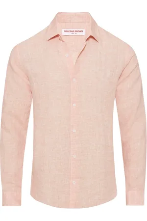 Orlebar Brown Heren, Overhemden, Roze, Maat: 2XL Linnen