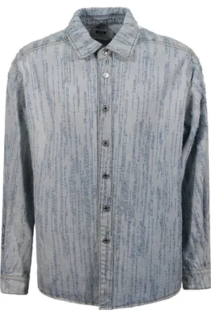 Msgm Heren, Overhemden, Blauw, Maat: L Denim