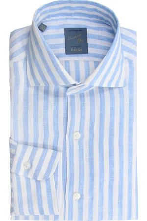 BARBA Heren, Overhemden, Blauw, Maat: 3XL Linnen