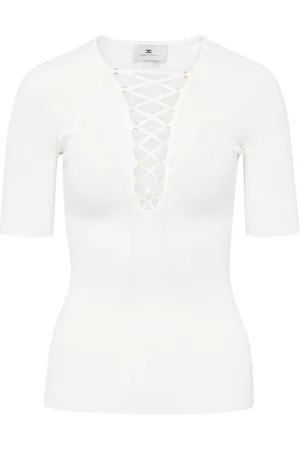 Elisabetta Franchi Dames, Truien, Wit, Maat: M