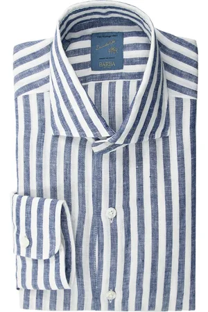 BARBA Heren, Overhemden, Blauw, Maat: M Linnen