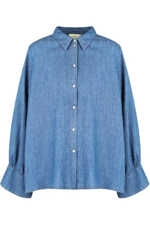 MOMONÍ Dames, Blouses & Shirts, Blauw, Maat: 3XS Katoen